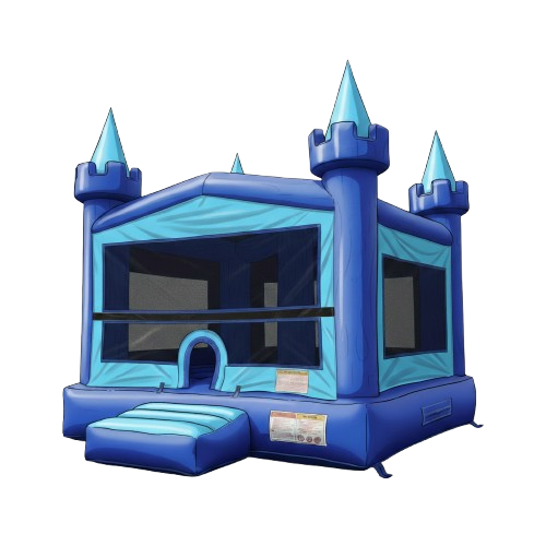 Blue castle bounce house
