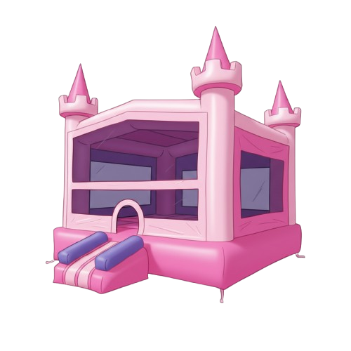 Pink castle bounce house