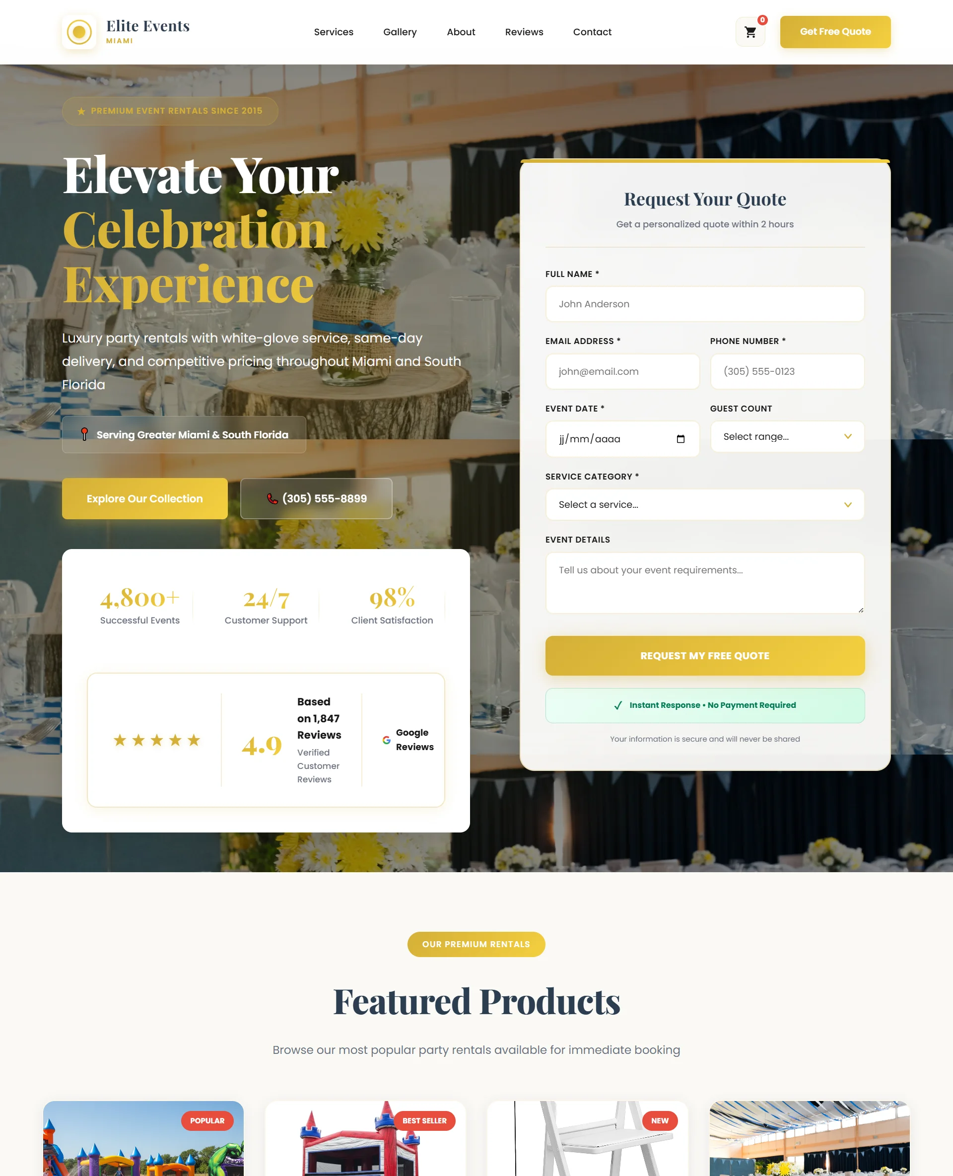 Party & Event Rentals website